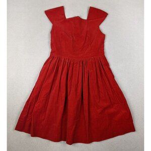 KATE GREENAWAY - VINTAGE GIRL'S RED VELVET A-LINE DRESS - SIZE 10